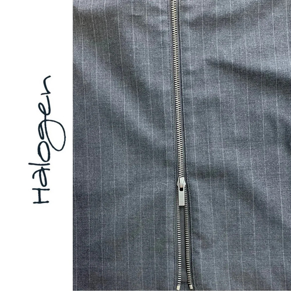 🛍️3/$40 Halogen Skirt  Full Length Zipper Grey Pinstripe Pencil Skirt Size 6 - Picture 3 of 4